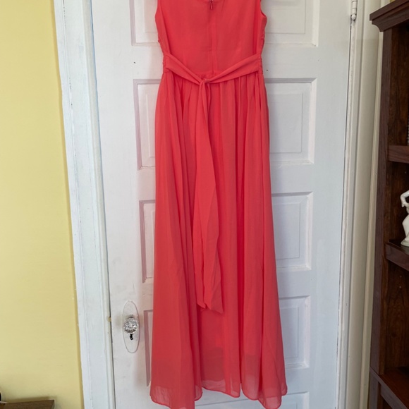 Happy Rose NWT Junior Girls Long Chiffon Coral Party Dress Size 16 - Picture 4 of 9